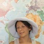 Crochet sun hat with wide b..