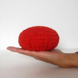 Foldable market bag, net bag, shopping bag, crochet, ecofriendly. Salmon pink and red cotton yarn.