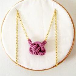 Bonds, crochet knot necklace. Nautical knot. Lavender cotton yarn